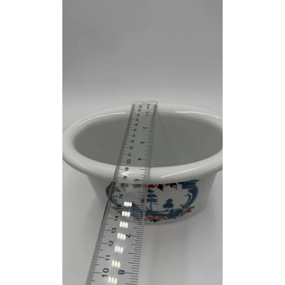 Rare Vintage Porsgrund Norway Porcelain Hand Painted Oval Floral Basin Bowl